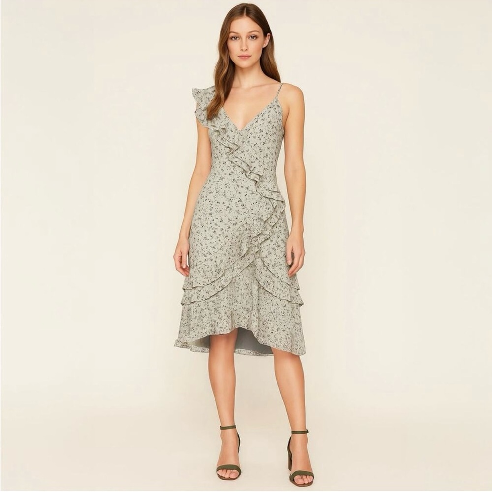 Wayf Ruffled Sage Ditsy Floral Dress